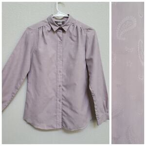 Vintage Blouse Bobbie Brooks Womens Small Lavender Paisley Office 80s Shirt